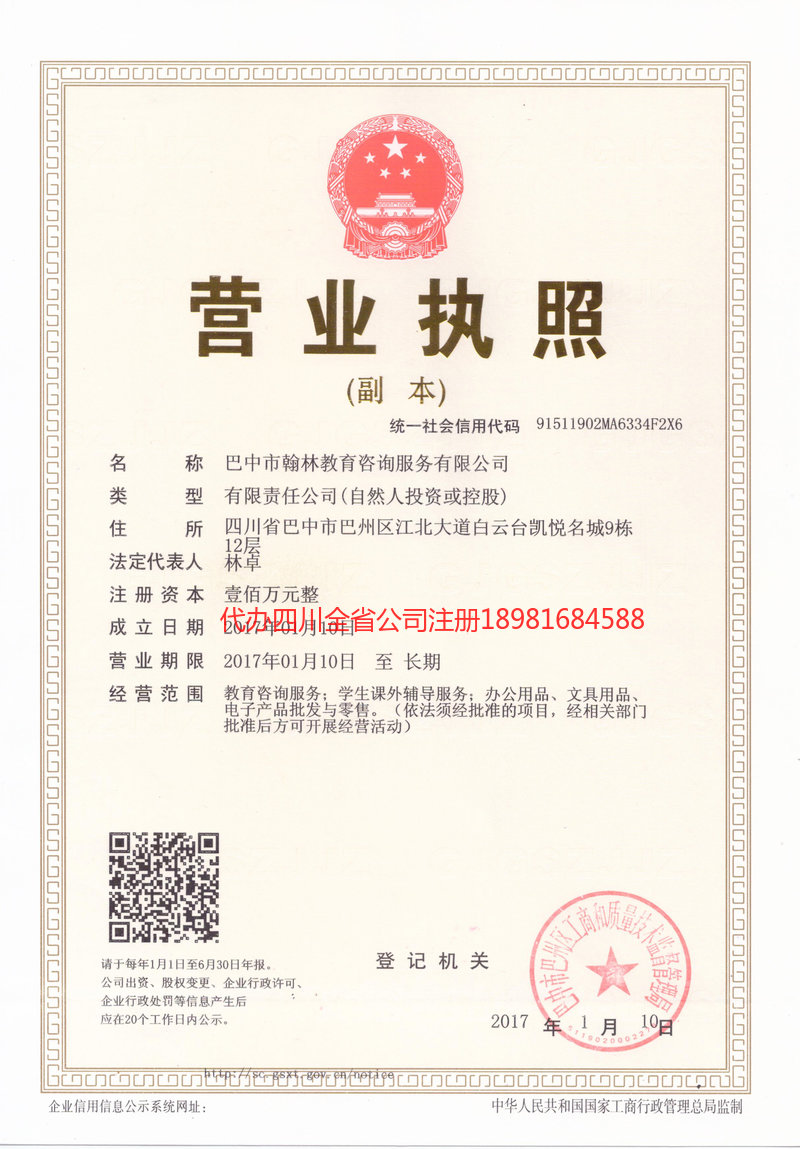 金口河金口河翰林教育咨询服务有限公司