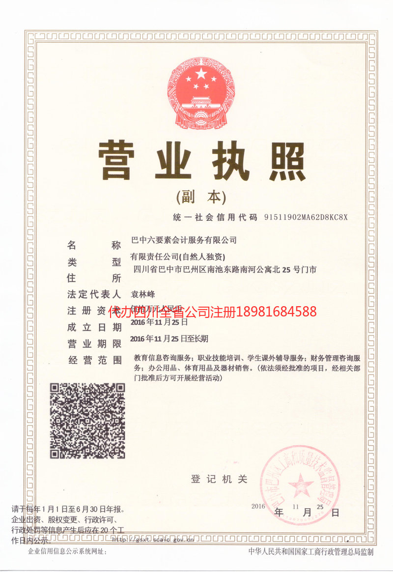 金口河金口河六要素会计服务有限公司